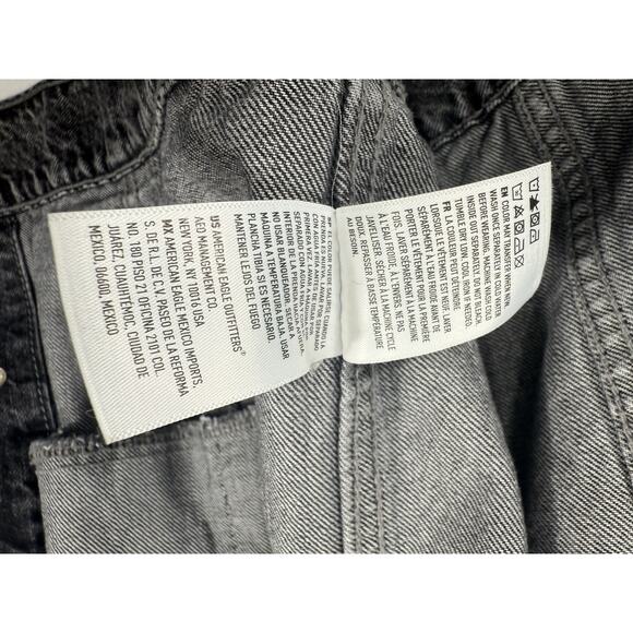 American Eagle Jean Jacket S/P UNISEX Black Denim Trucker Grunge Biker Unlined - Picture 8 of 16